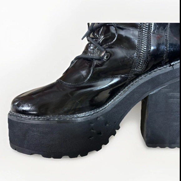 KillStar Broom Rider Black Combat style Boots with Moon Detail Womens  Sz 11 - Picture 6 of 10